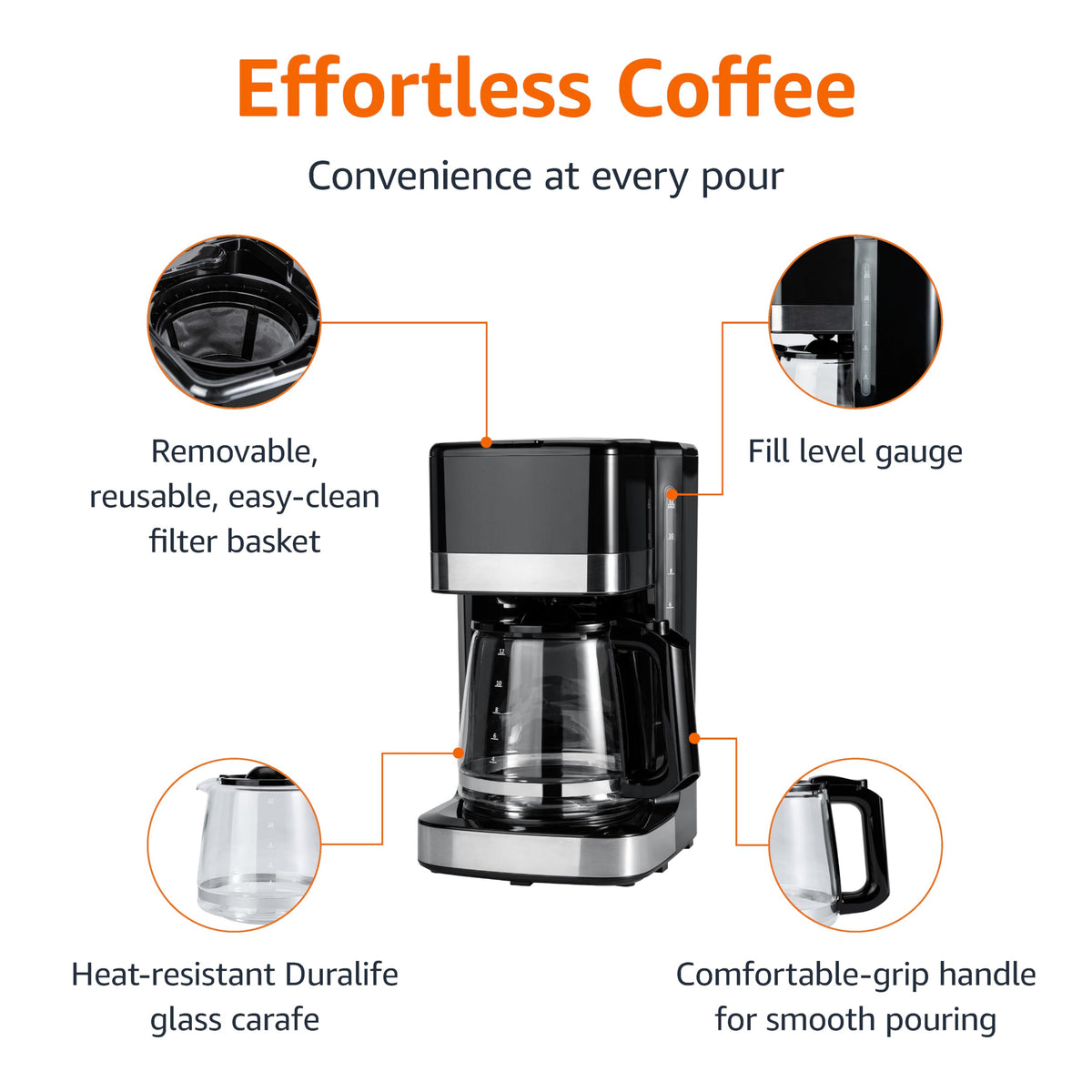 12 Cup Drip Coffee Maker with Glass Carafe Z86267