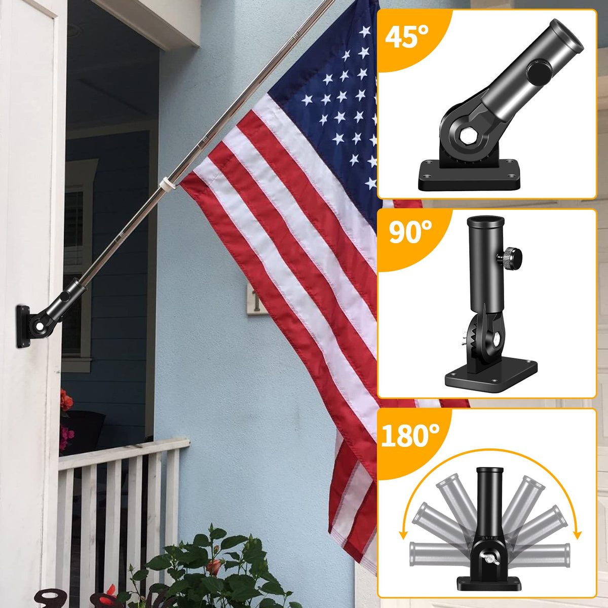 Black 7 FT Stainless Steel Flagpole Kit X17963
