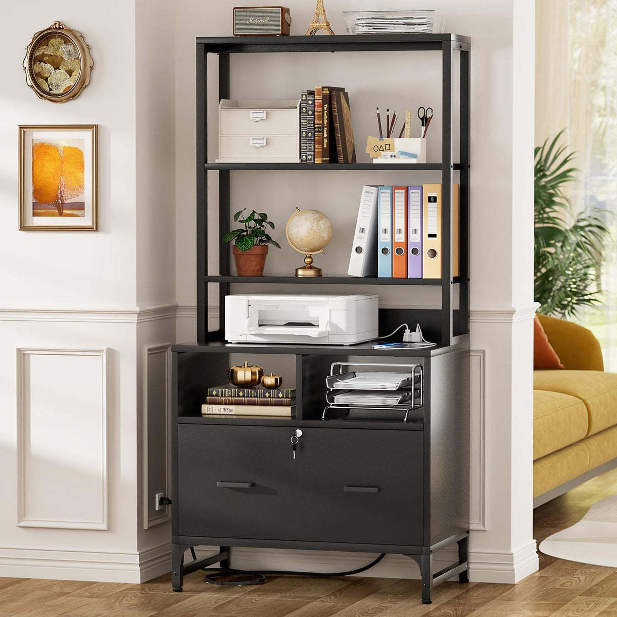 Black File Cabinet with Charging Station M791167