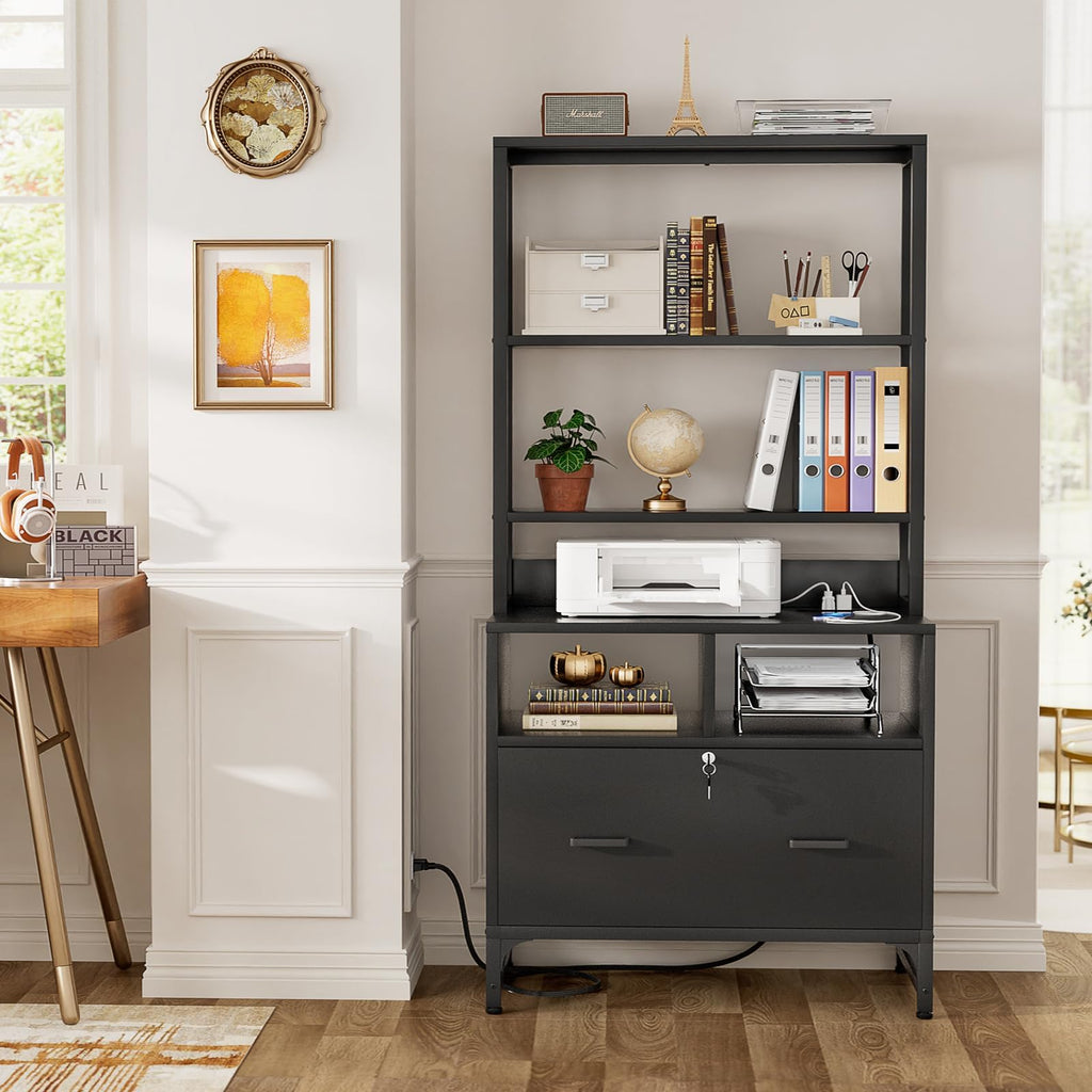 Black File Cabinet with Charging Station M791167