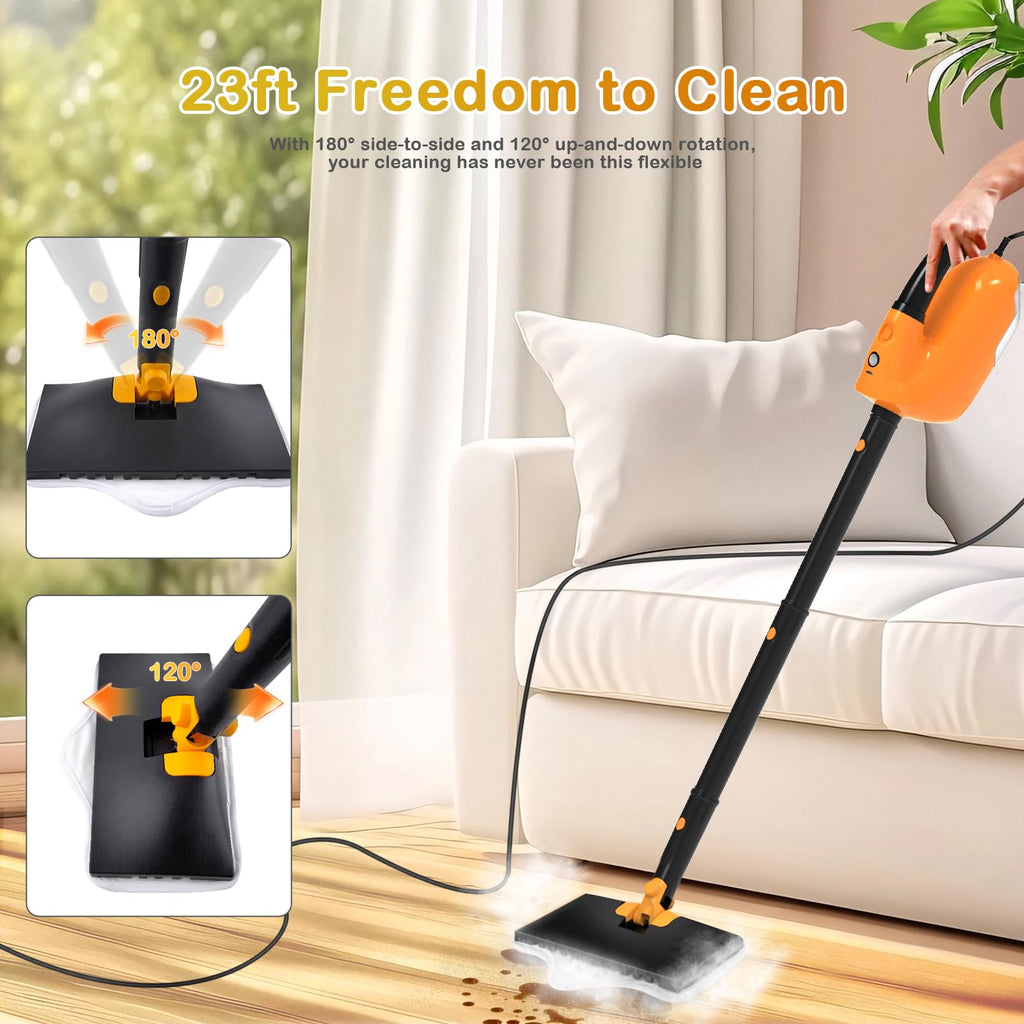 Steam Mop with 23FT Cord, 12OZ Removable Tank F358