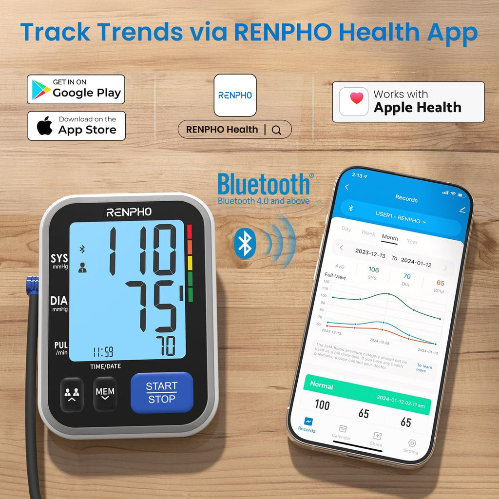 Smart Blood Pressure Monitor with Wide Cuff D954