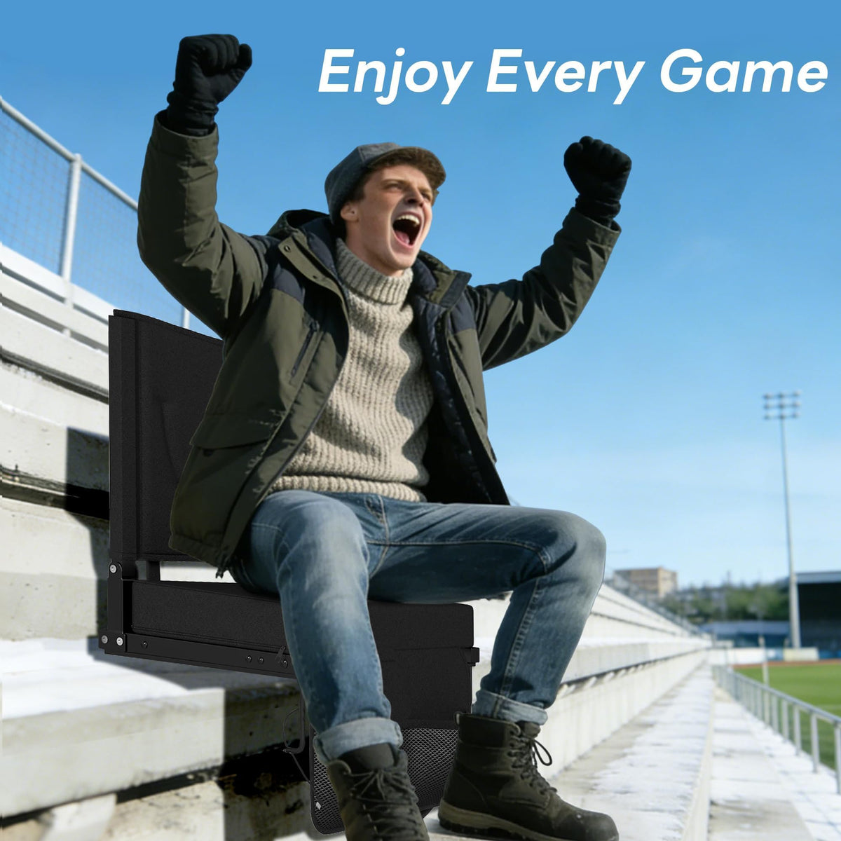 Black Heated Folding Stadium Seat L457290