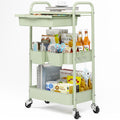 3 Tier Metal Rolling Cart with Drawer Q1758