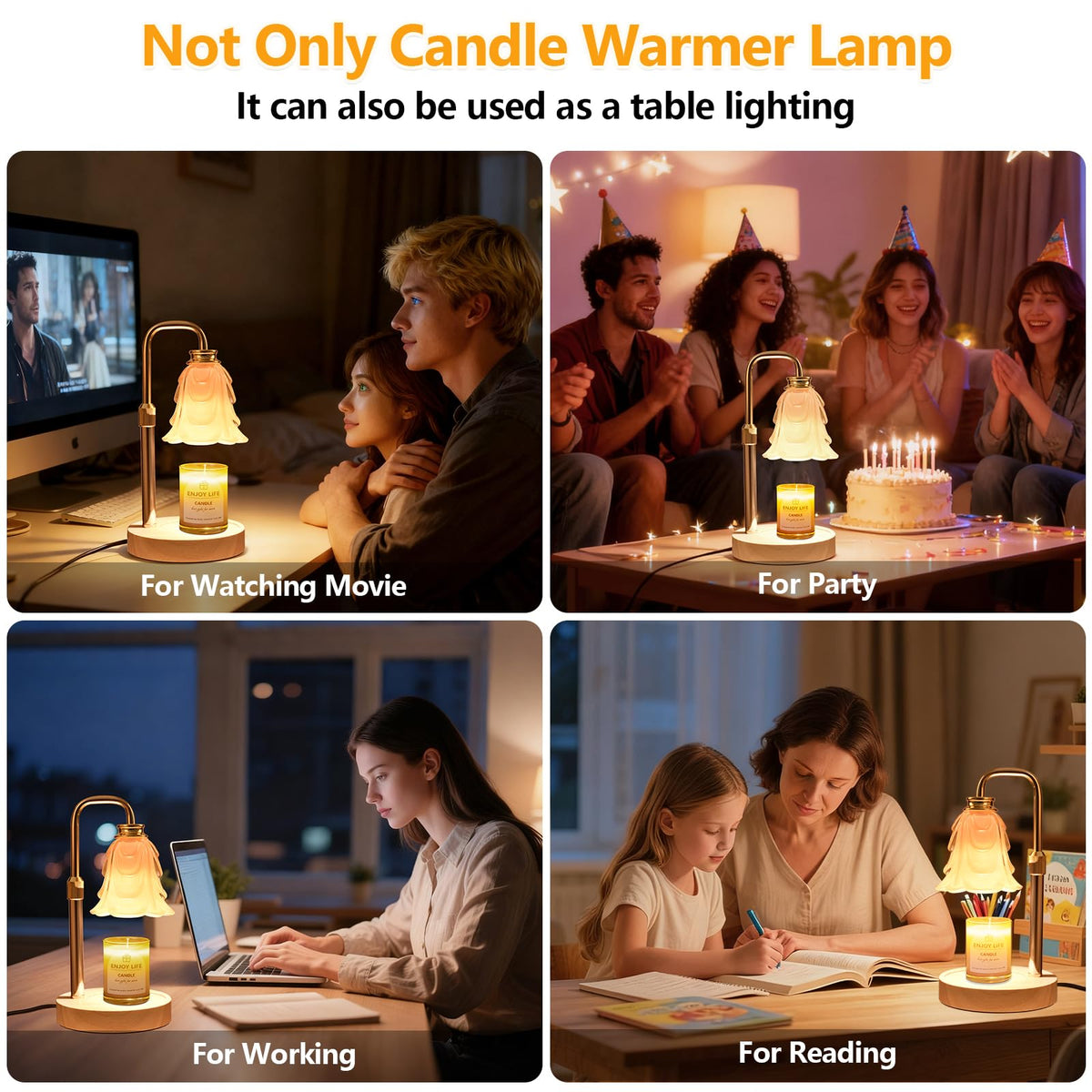 Adjustable Height Candle Warmer Lamp with Timer and Dimmer K815042