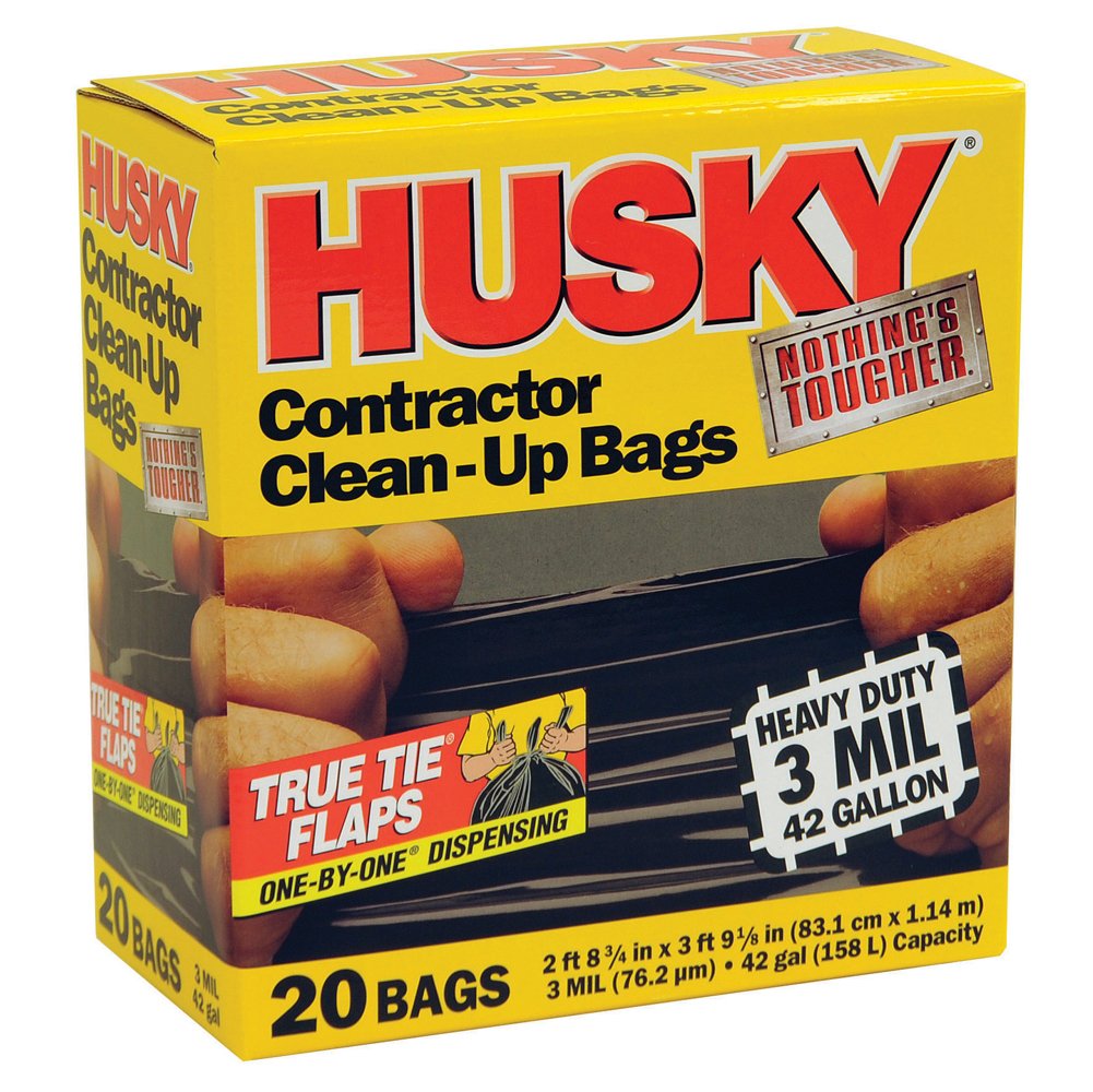 42-Gallon Polyethylene Resin Contractor Clean-Up Bags, 20 Count, Black C774647