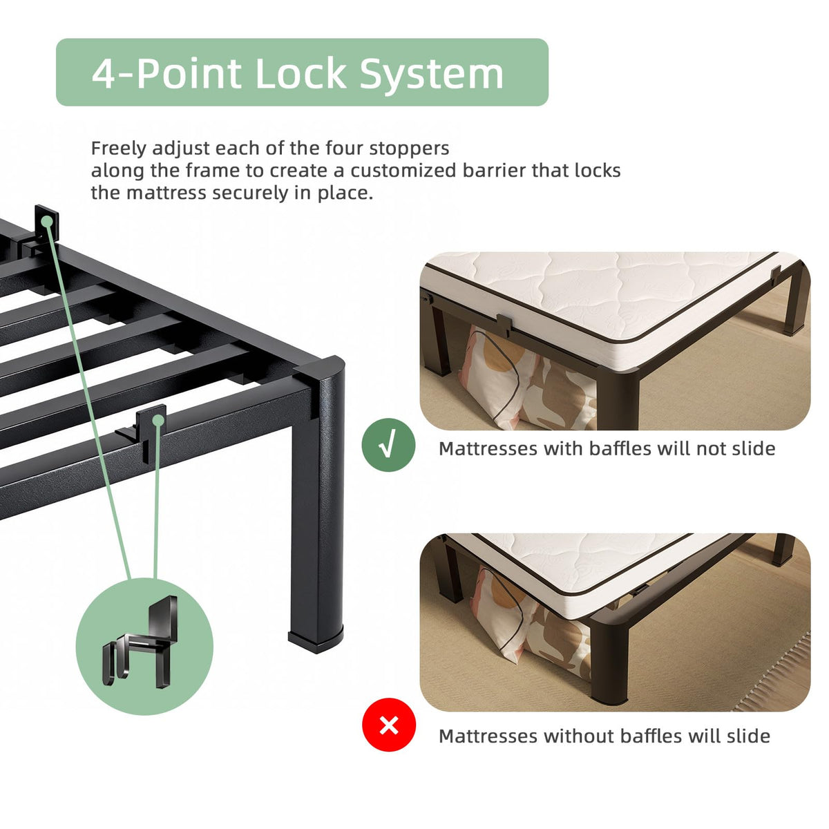 Queen Size 18 Inch Metal Platform Bed Frame L415812