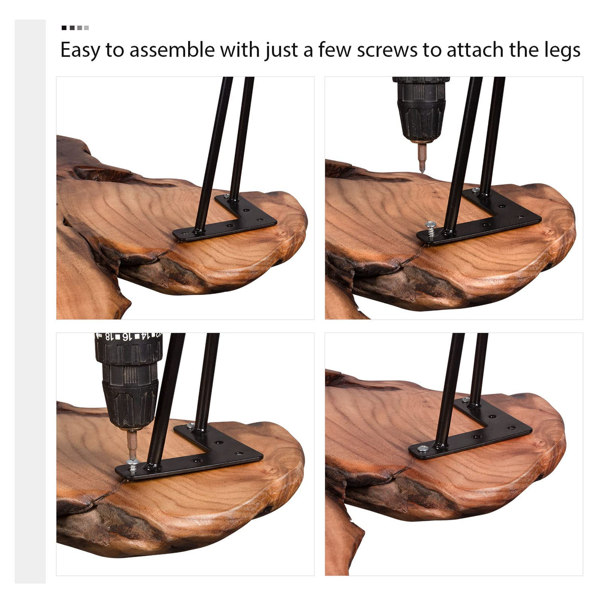 Natural Wood Coffee Table with Metal Hairpin Legs J502772