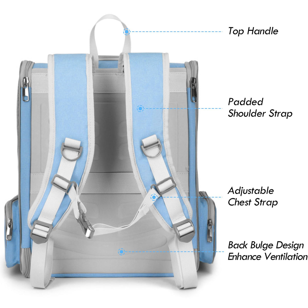Blue Collapsible Cat Backpack Carrier with Mesh T46237