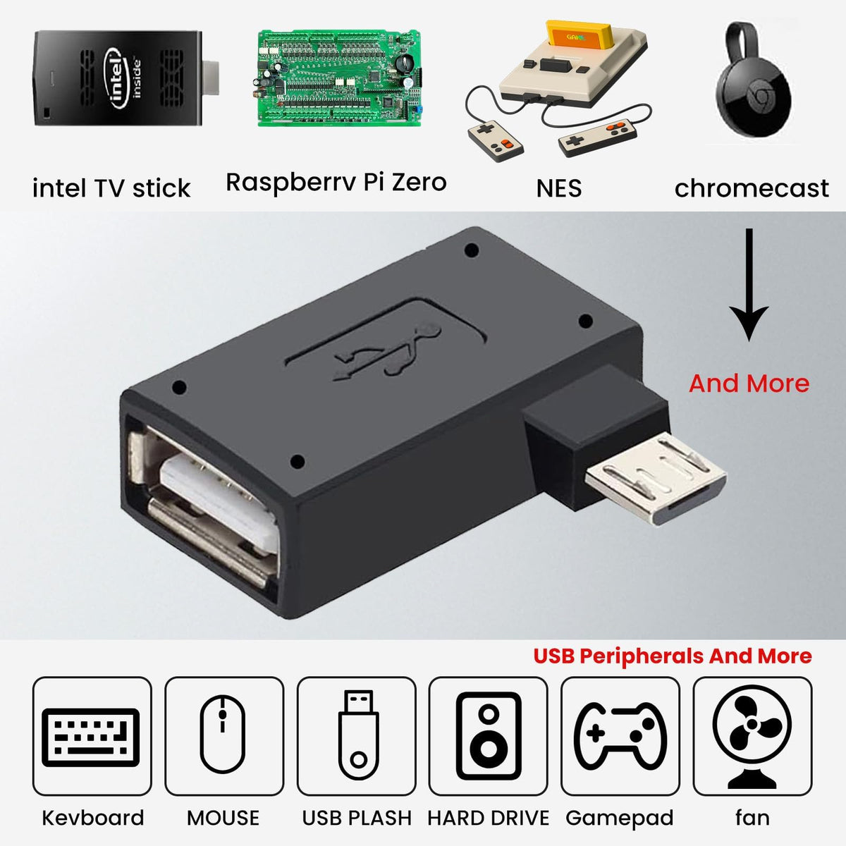 3 Pack Micro USB to USB OTG Cable Adapter Y42792