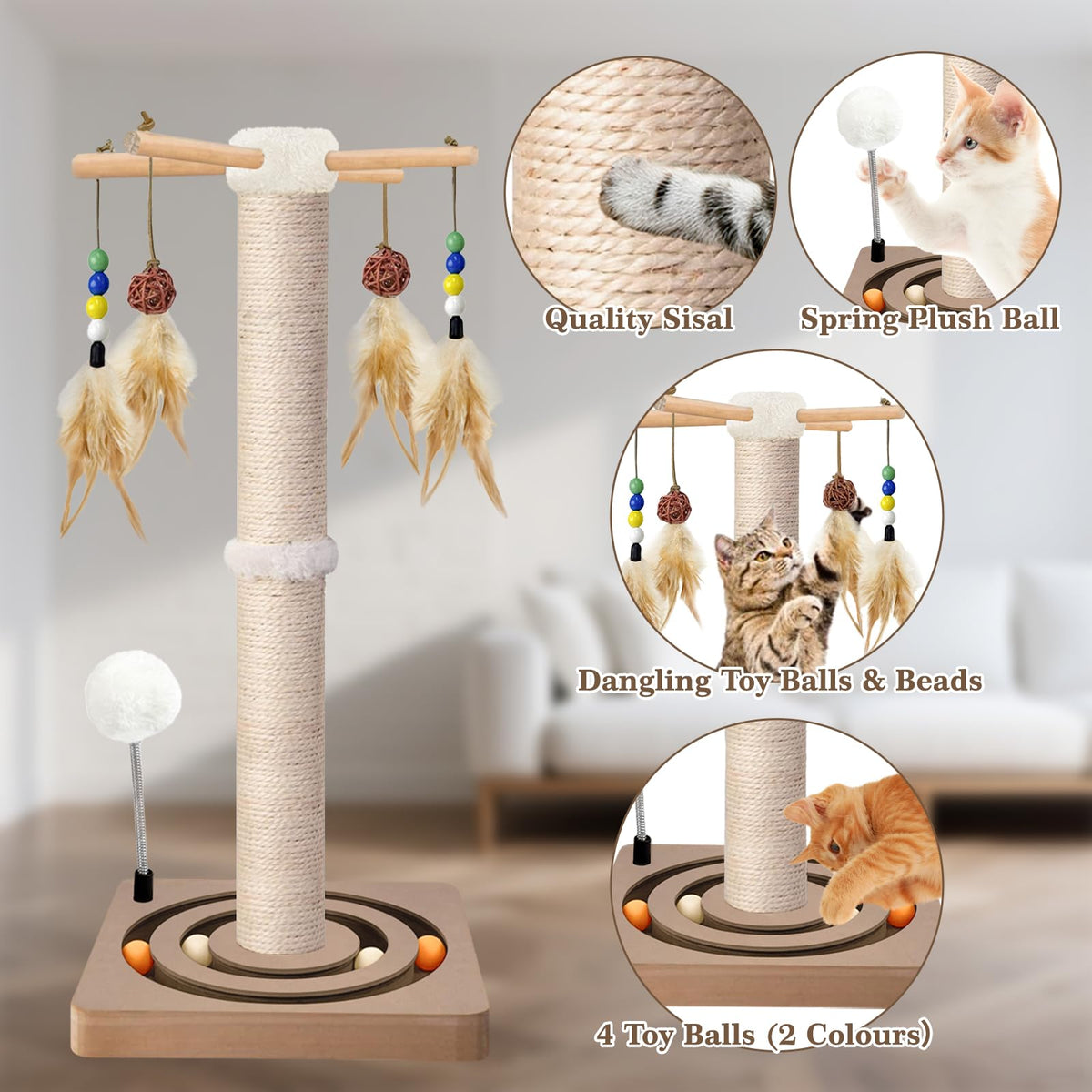 Sisal Cat Scratching Post with Toys N4085