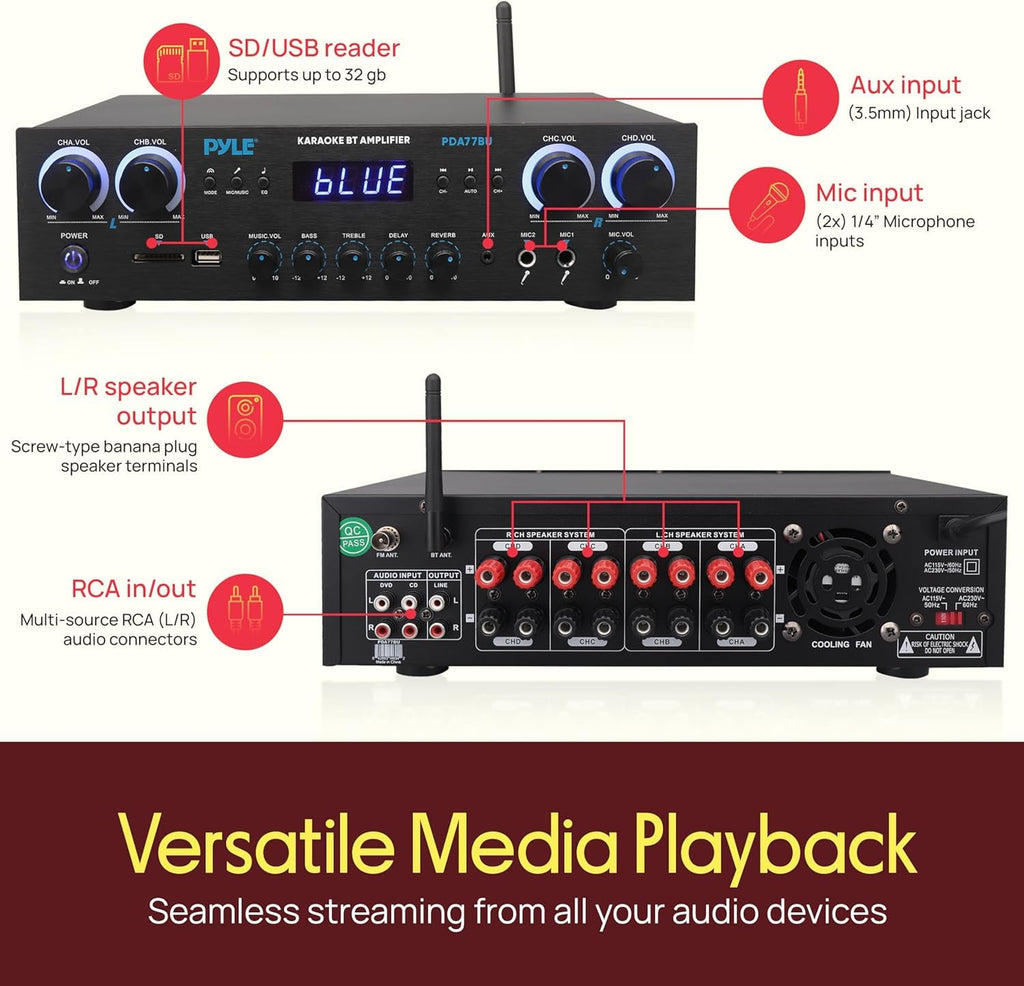 4 Channel 800 Watt Bluetooth Stereo Receiver T747548