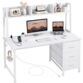 White Computer Desk with Hutch & Drawers 47 Inch A227225