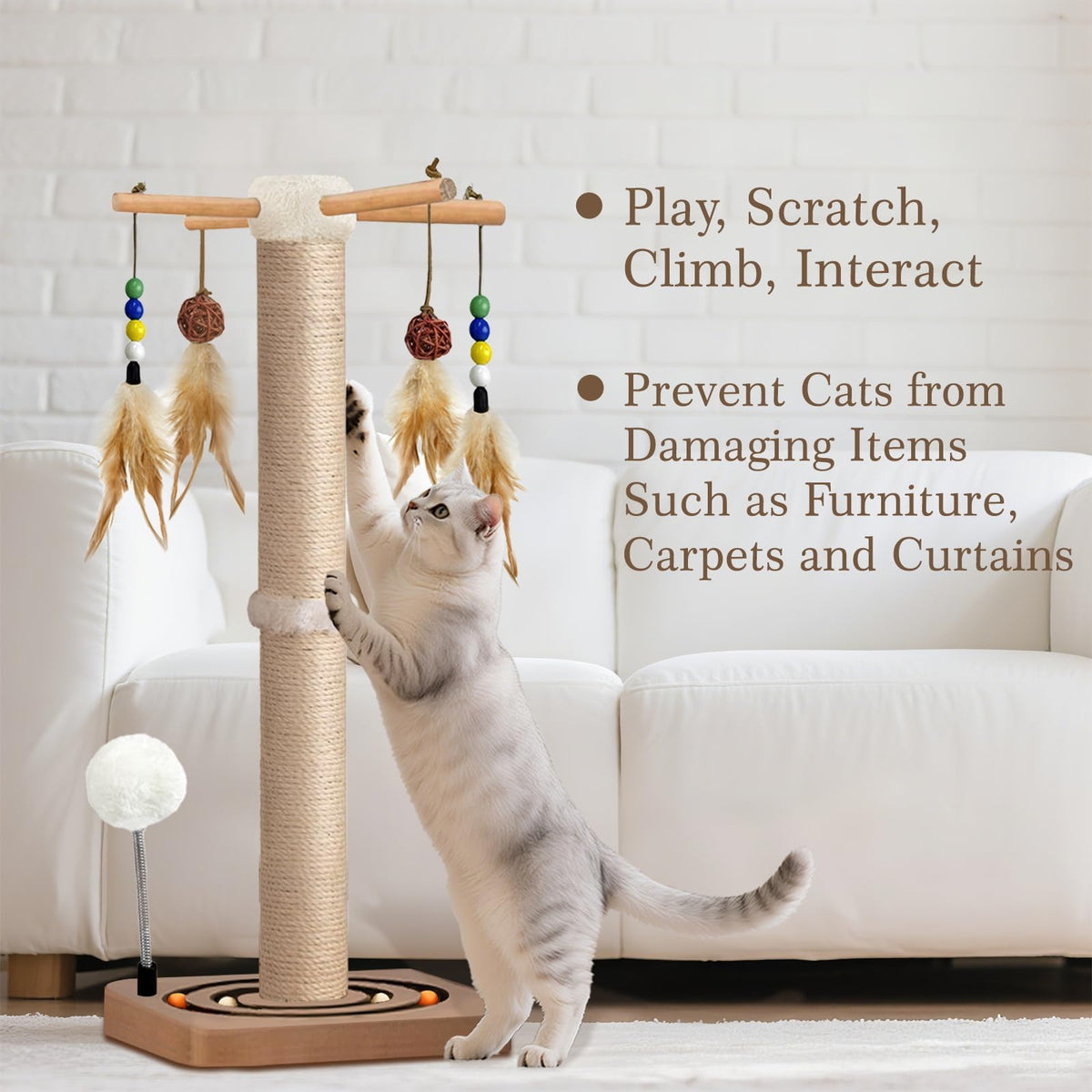 Sisal Cat Scratching Post with Toys N4085