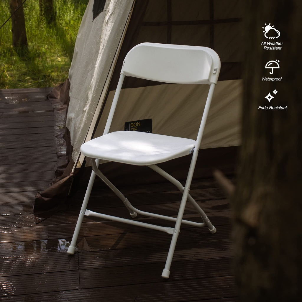 6 Pack White Plastic Folding Chair with Steel Frame K525