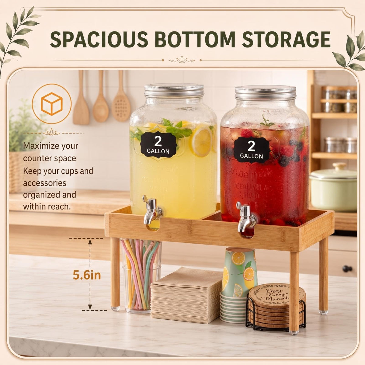 Bamboo Drink Dispenser Stand S99866