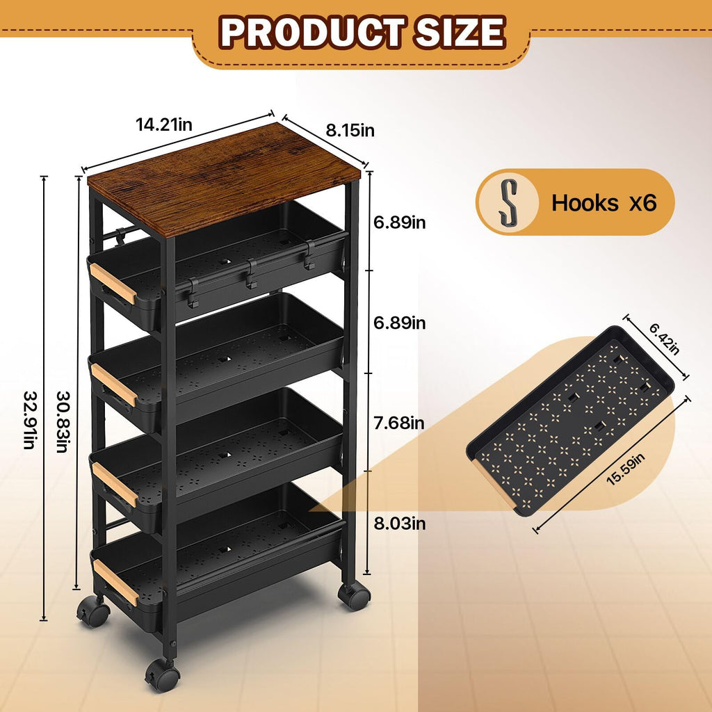 Slim Storage Cart with Wheels T5895