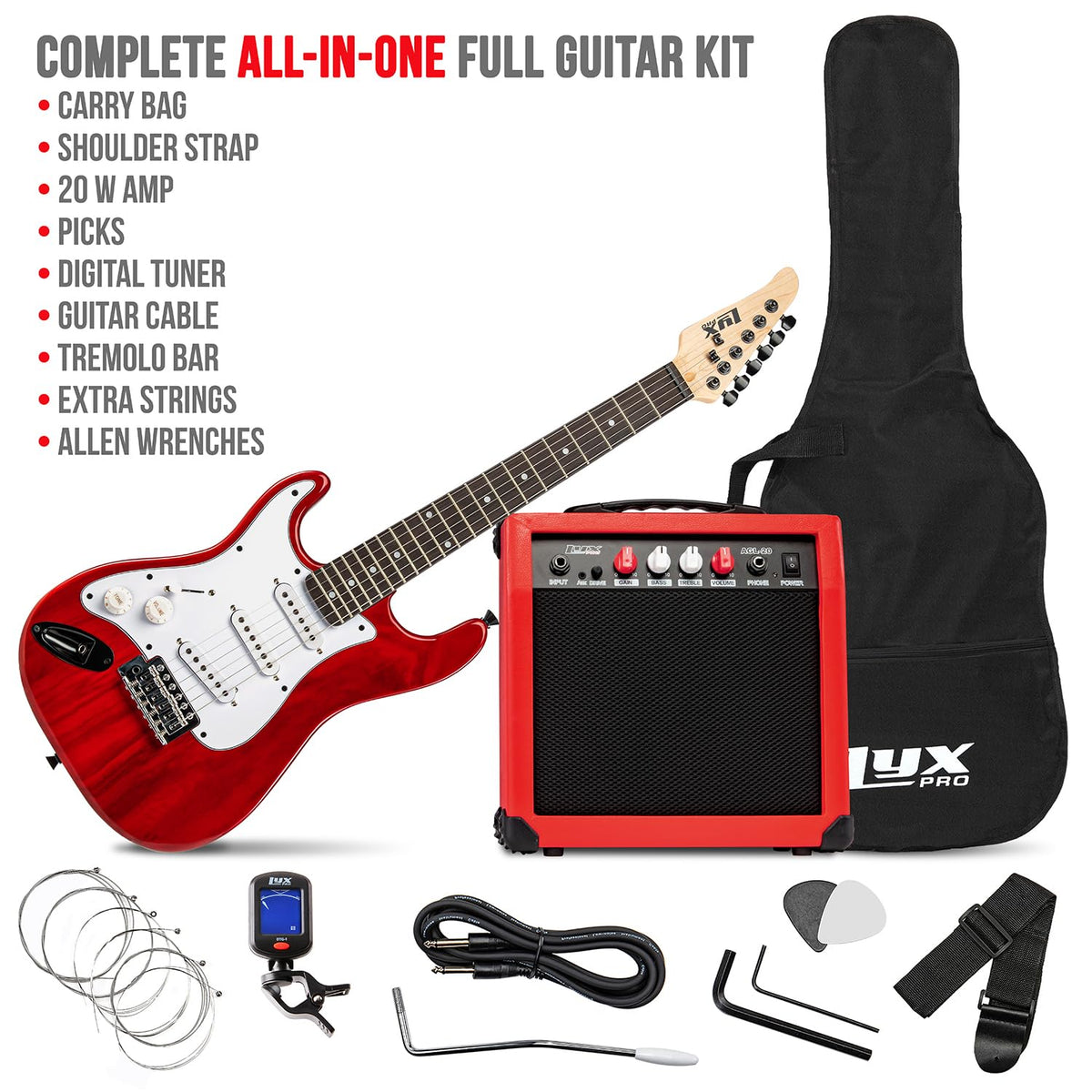 Left Hand 36 Inch 3/4 Size Electric Guitar Kit Red C777021