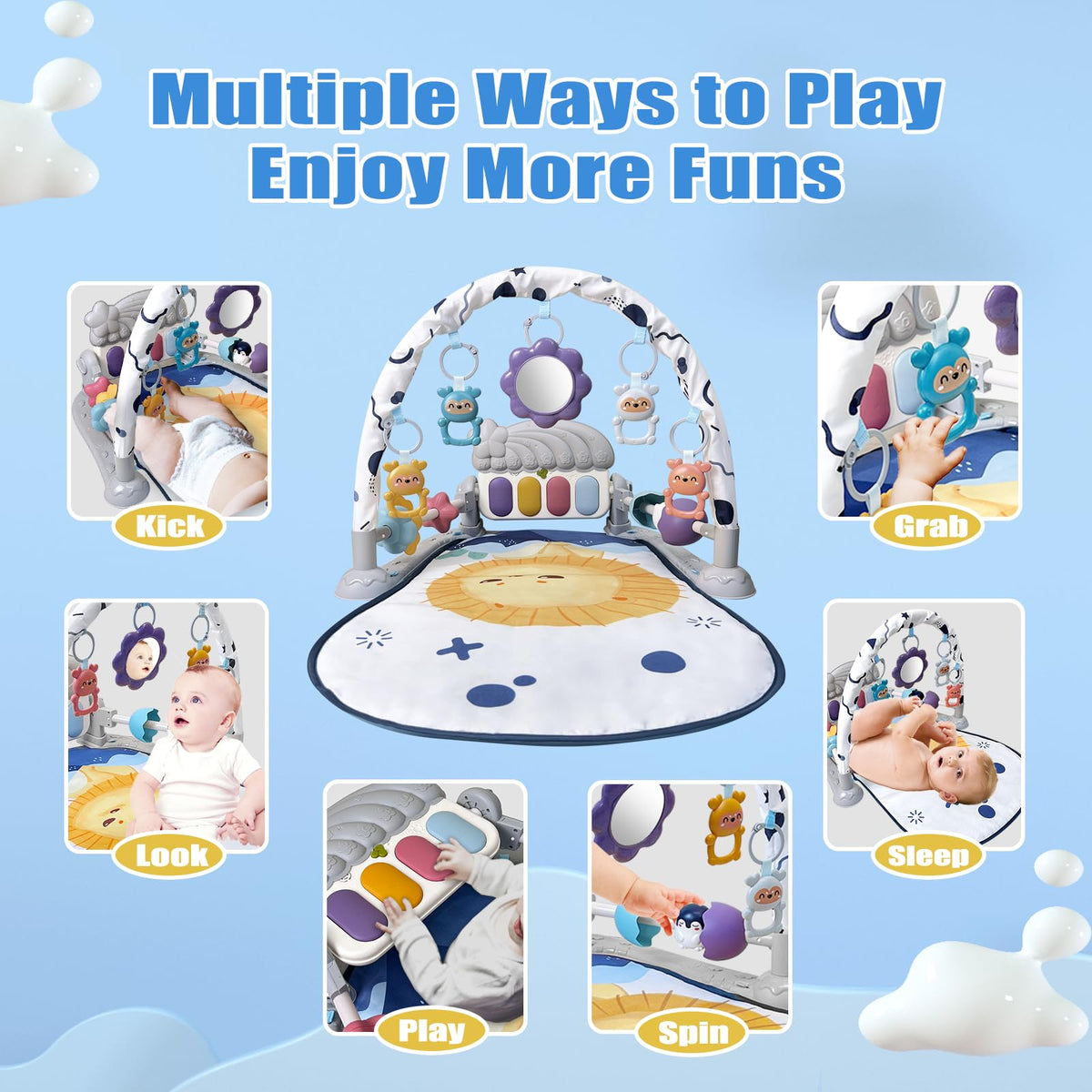 Baby Play Gym Mat and Activity Center with Music and Light P554
