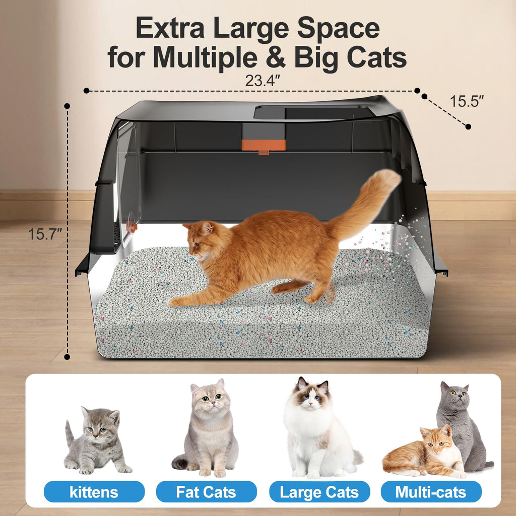 Extra Large Stainless Steel Litter Box with Lid D461693
