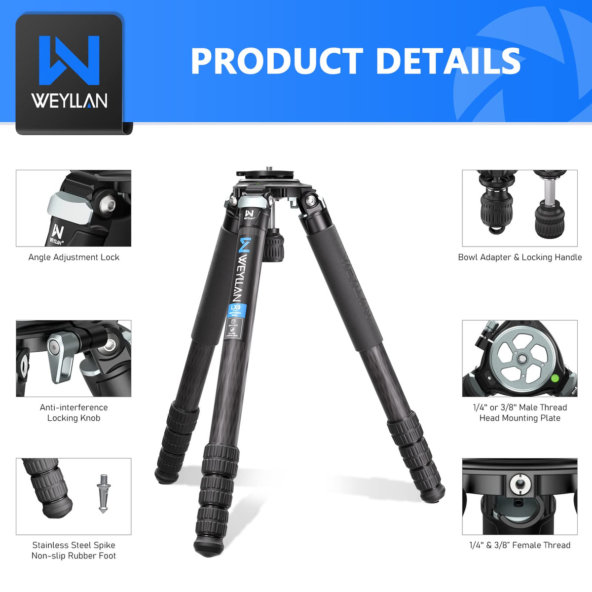 Carbon Fiber Tripod with 75mm Bowl and Adapter W99108