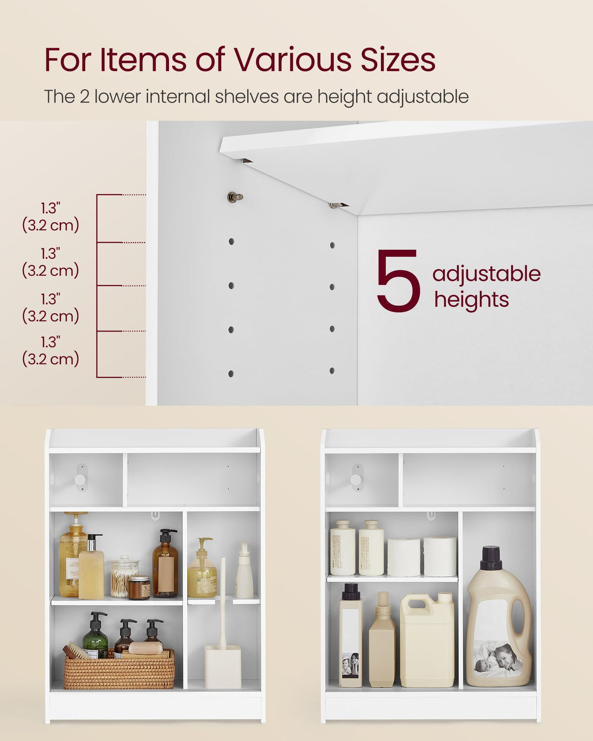 Slim Bathroom Storage Cabinet with Sliding Doors X870
