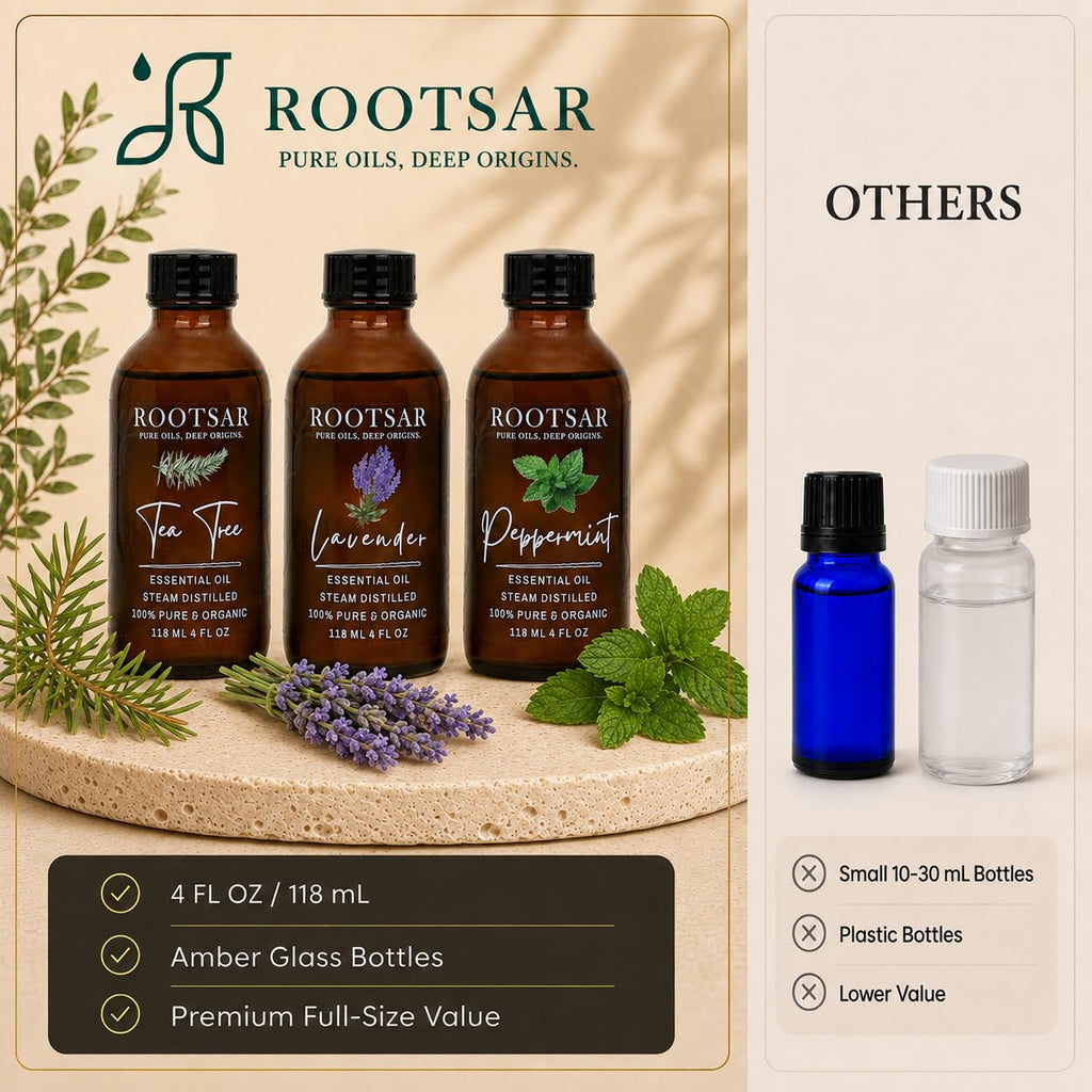 3 Pack Lavender Peppermint Tea Tree Essential Oils 4 Fl Oz G601580