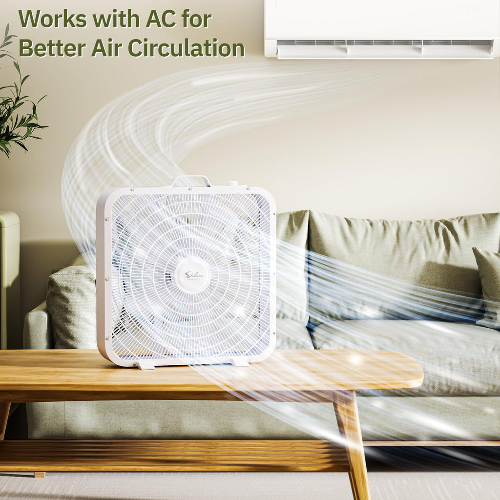 20” White 3-Speed Box Fan with Carry Handle C315