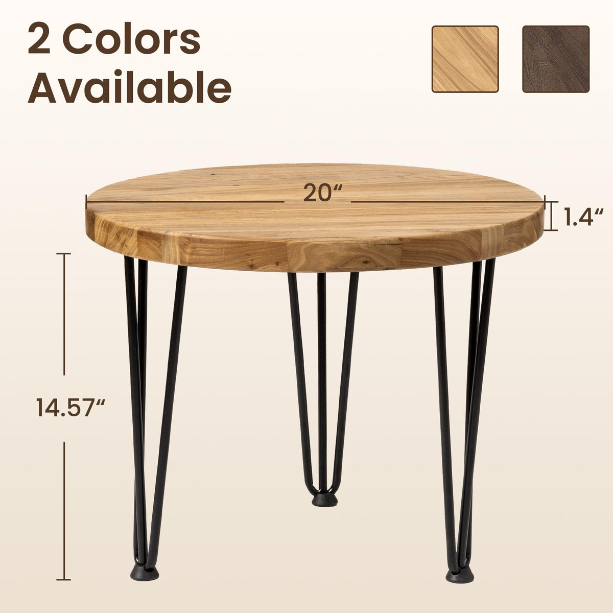 Round Elm Wood Nesting Coffee Table with Metal Legs C815