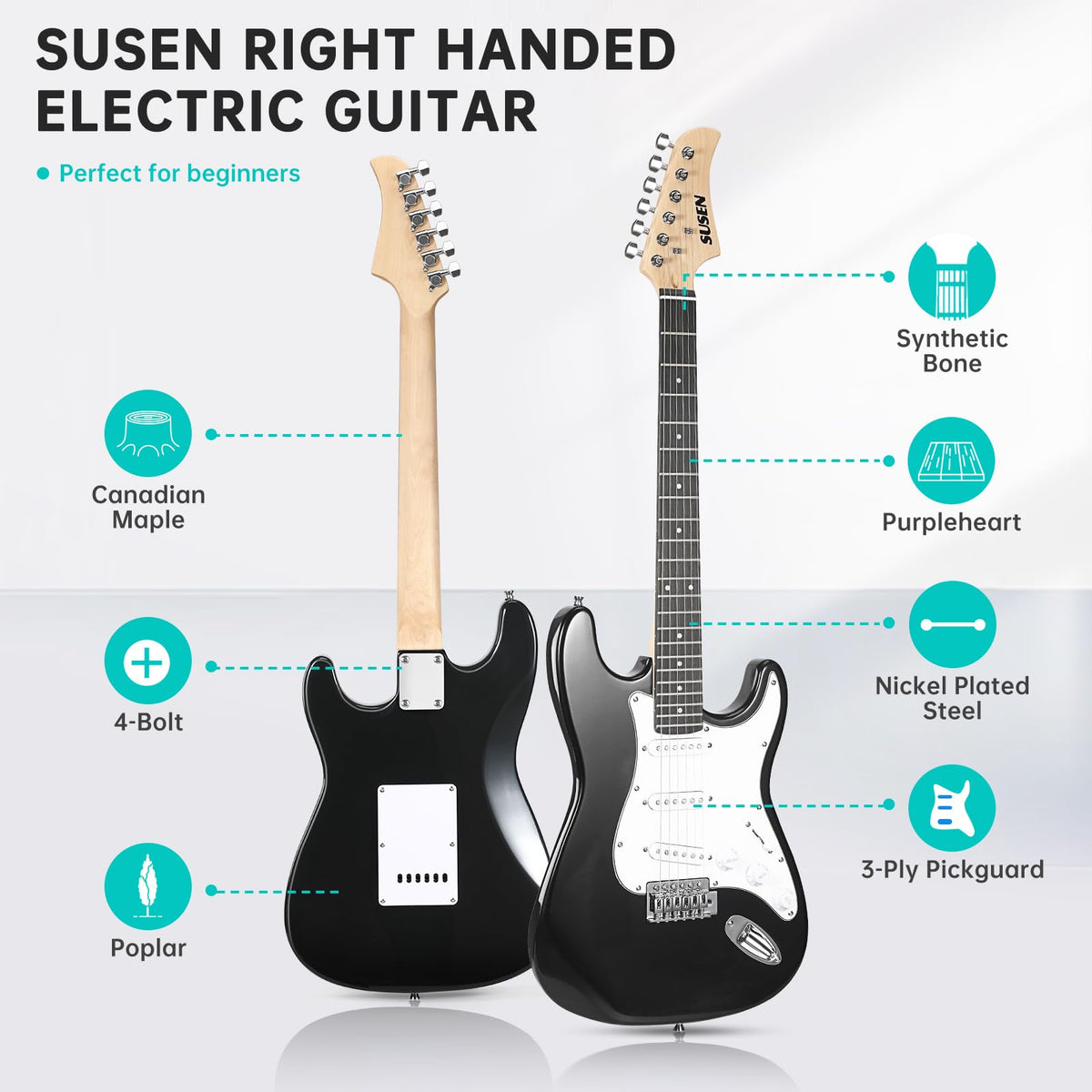 39 Inch Solid Full-size Electric Guitar with Amplifier Bag B69500
