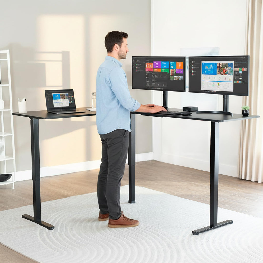 Black 75 x 63 in Corner Standing Desk P27235