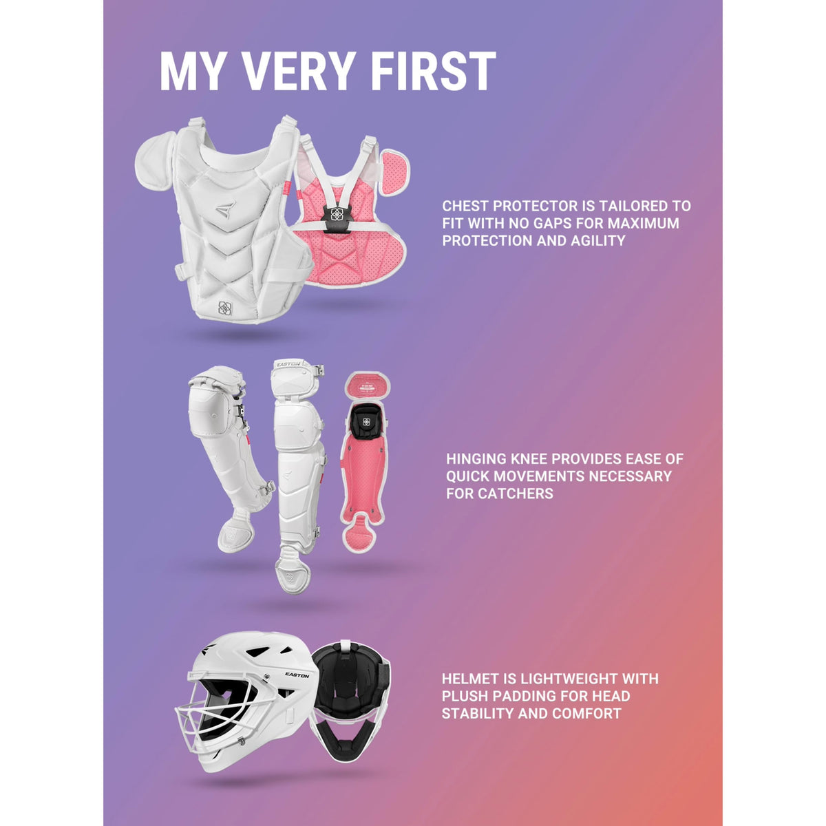 Youth Softball Catcher's Set with Helmet, Leg Guards & Chest Protector V678