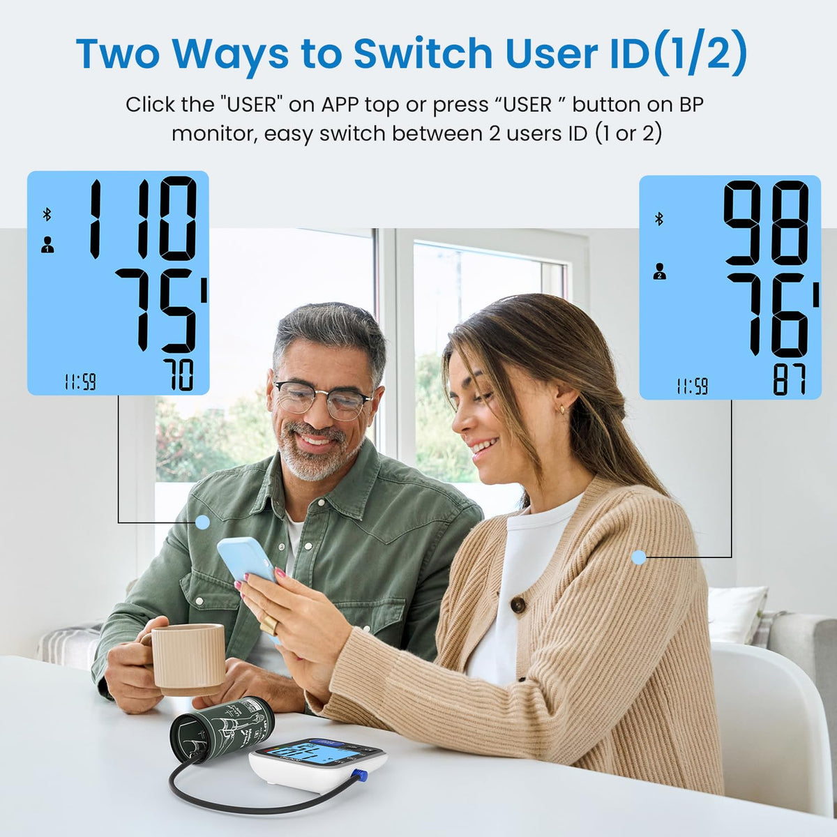 Smart Blood Pressure Monitor with Wide Cuff D954