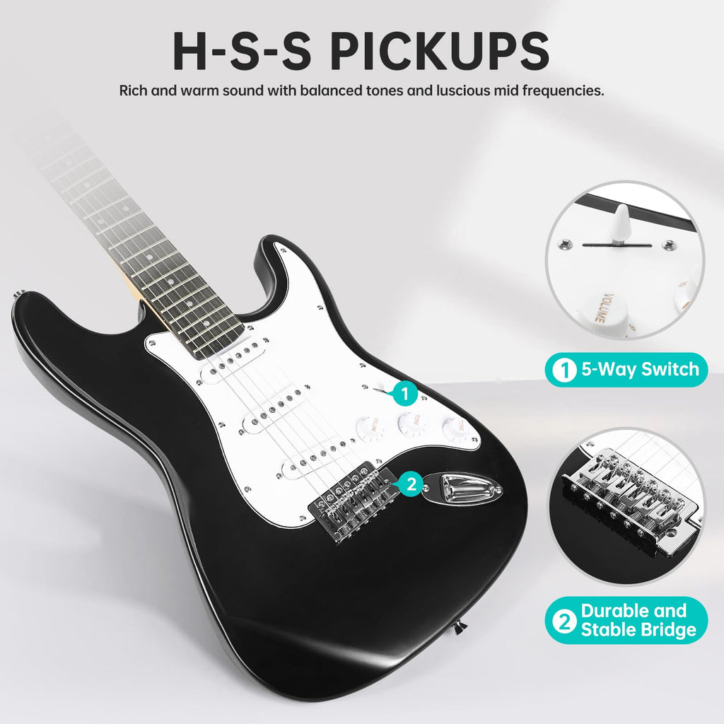 39 Inch Solid Full-size Electric Guitar with Amplifier Bag B69500