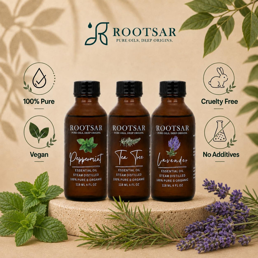 3 Pack Lavender Peppermint Tea Tree Essential Oils 4 Fl Oz G601580