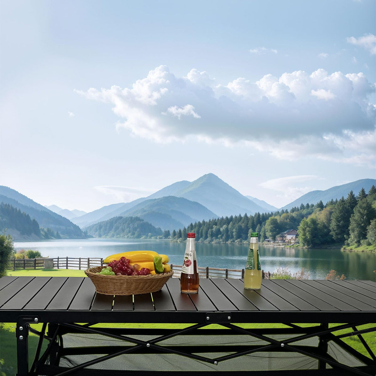Large Folding Aluminum Camping Table with Storage and Carry Bag V416766