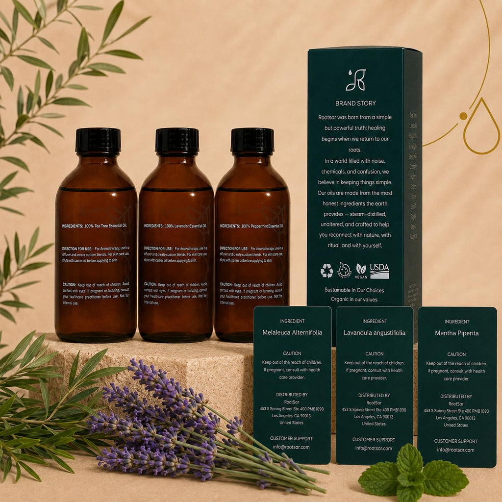 3 Pack Lavender Peppermint Tea Tree Essential Oils 4 Fl Oz G601580
