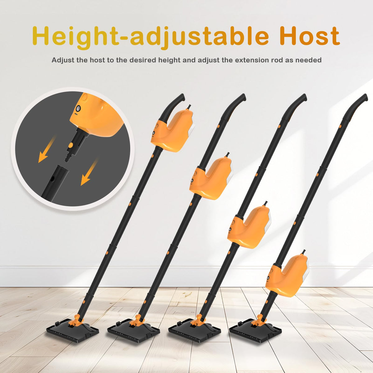 Steam Mop with 23FT Cord, 12OZ Removable Tank F358