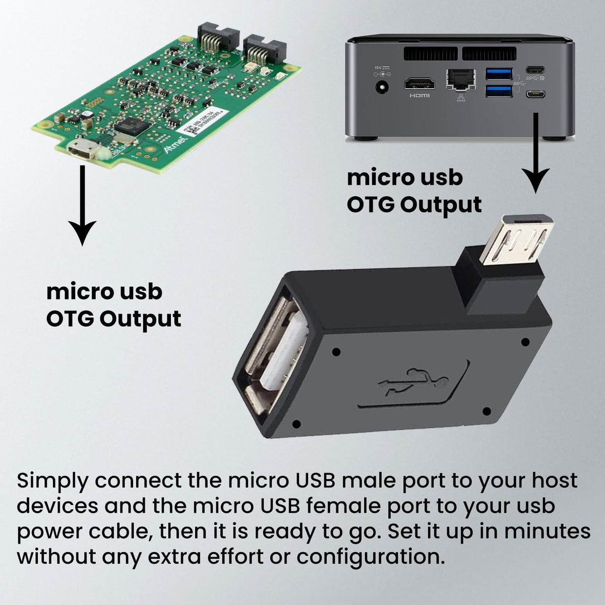 3 Pack Micro USB to USB OTG Cable Adapter Y42792