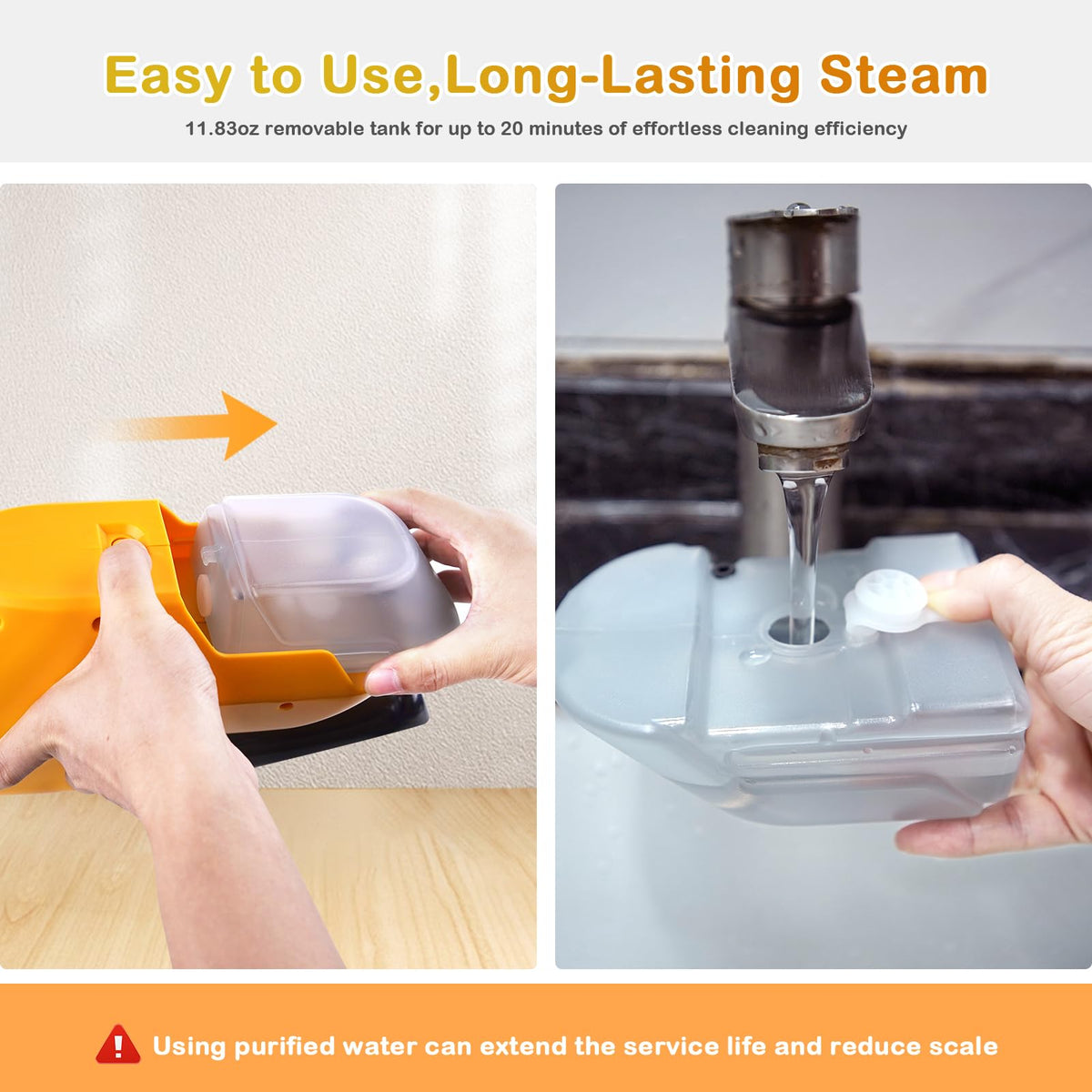 Steam Mop with 23FT Cord, 12OZ Removable Tank F358