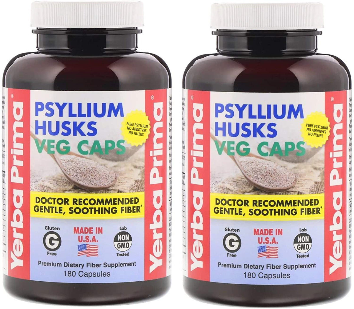 Psyllium Husks Fiber Veg Caps 180 Pack of 2 P92653