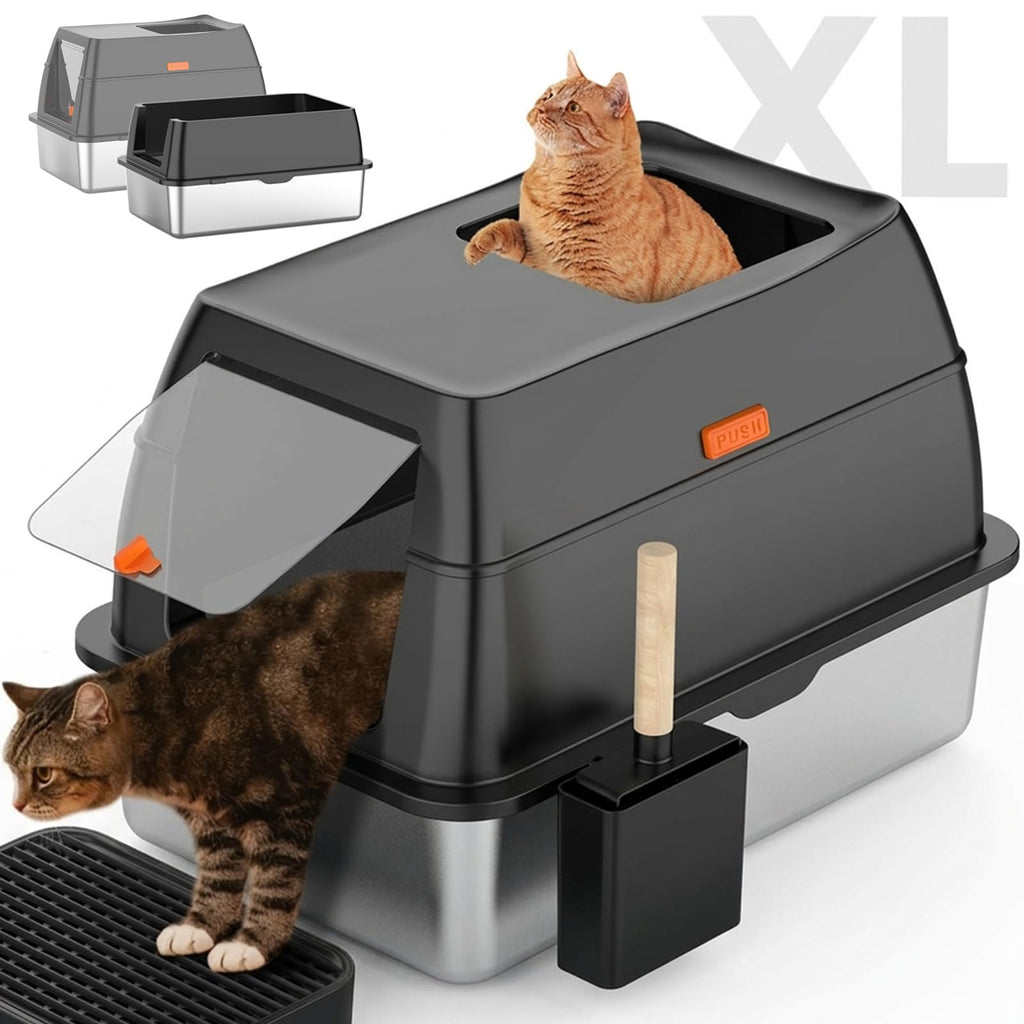 Extra Large Stainless Steel Litter Box with Lid D461693