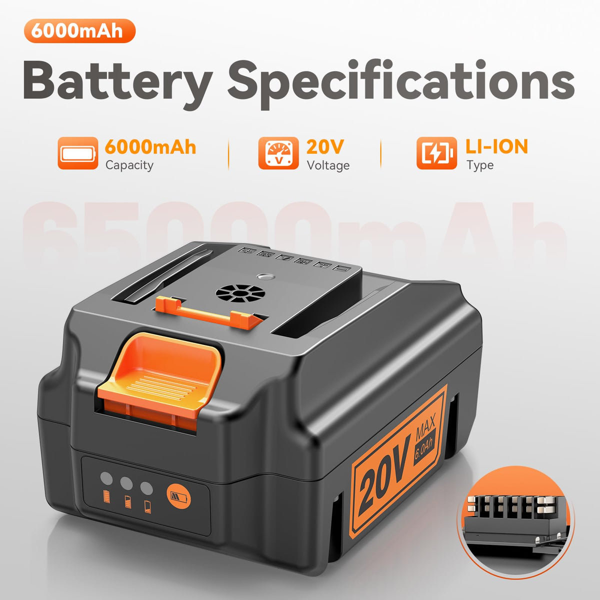 20V Lithium ion Battery 6.0Ah 2 Pack J60623