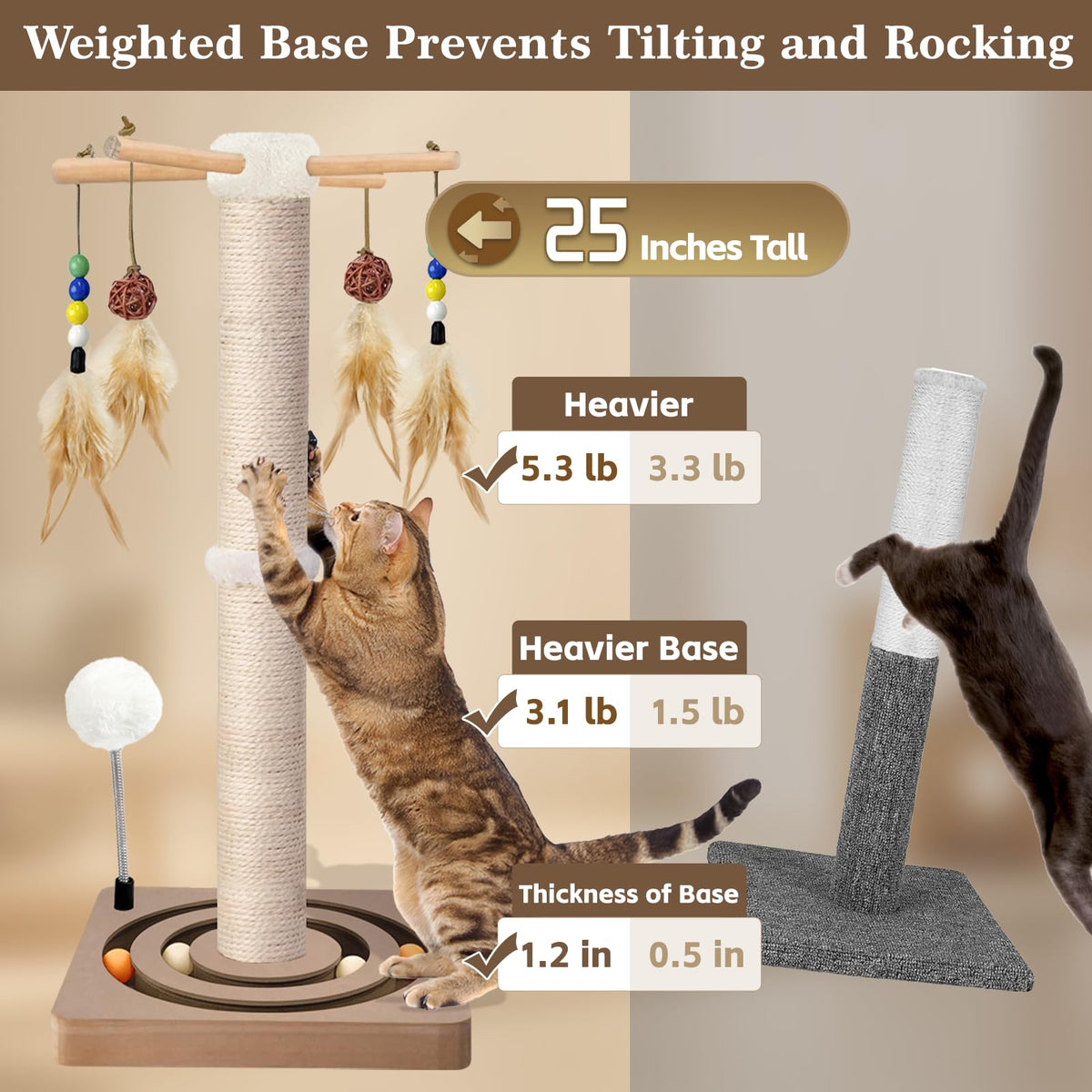 Sisal Cat Scratching Post with Toys N4085