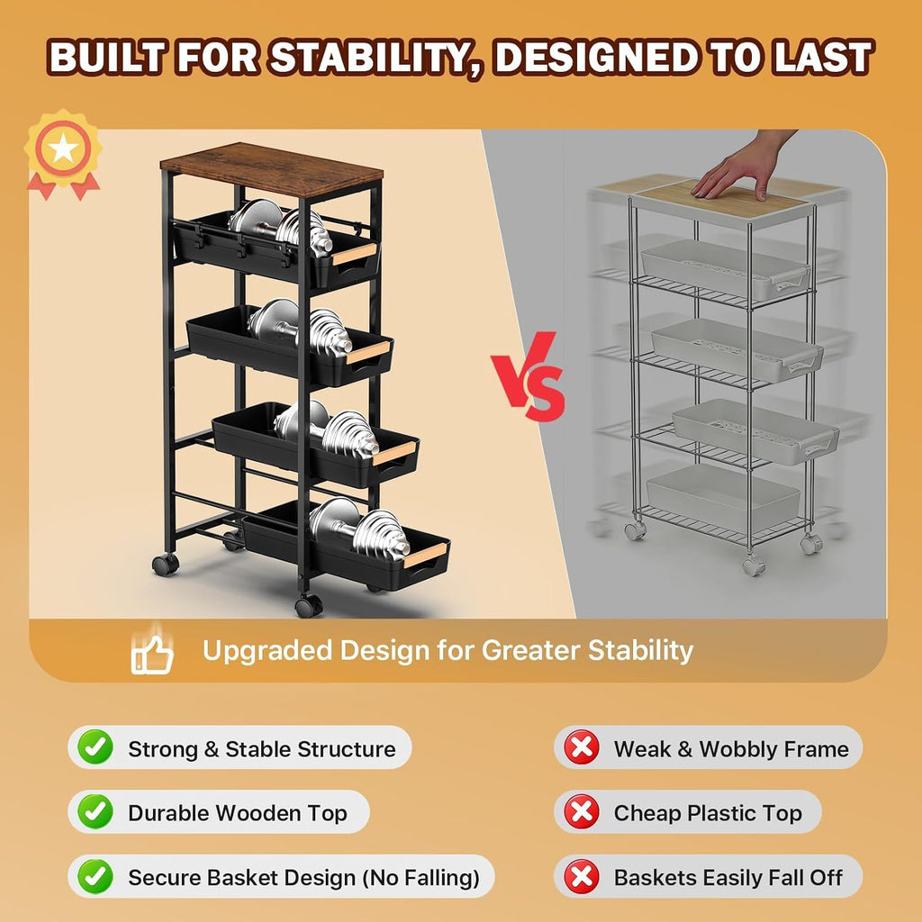 Slim Storage Cart with Wheels T5895