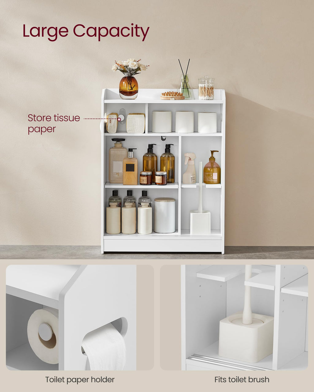 Slim Bathroom Storage Cabinet with Sliding Doors X870
