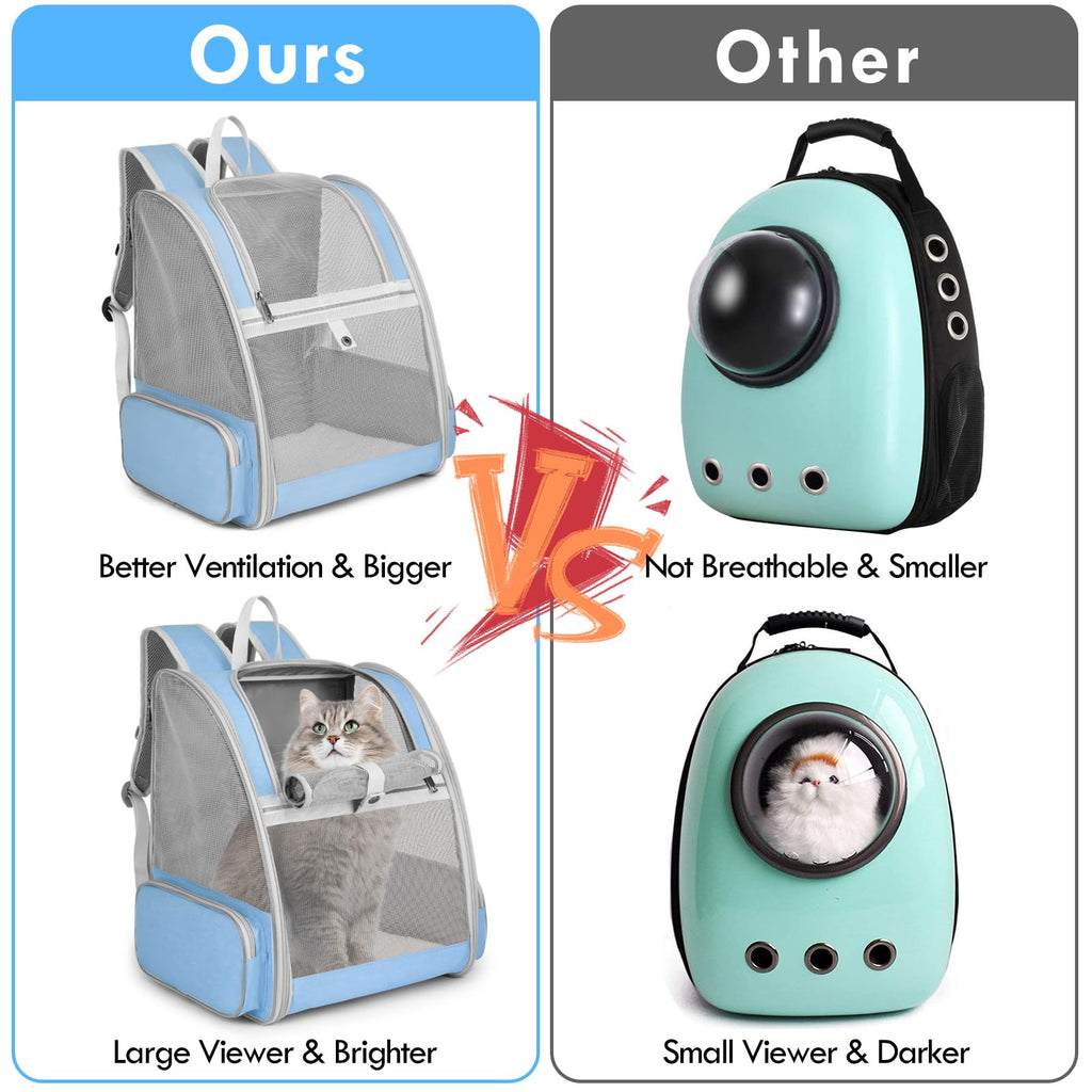 Blue Collapsible Cat Backpack Carrier with Mesh T46237
