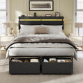 Full Size Bed Frame with Wood Headboard and Storage Drawers Y286