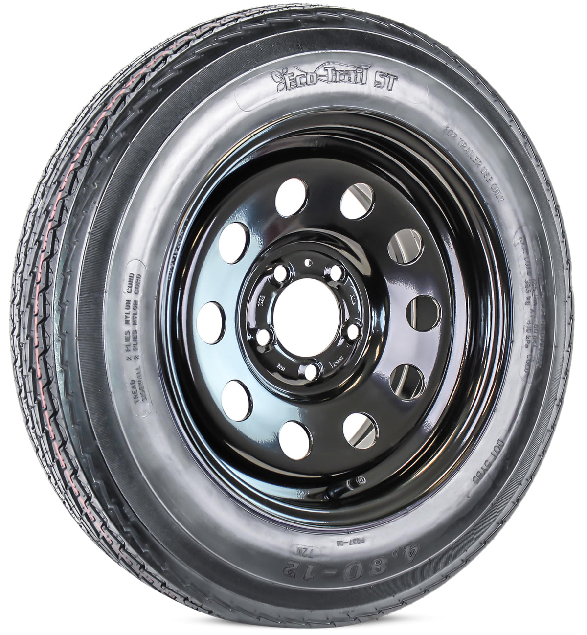 2-Pack Trailer Tire Rim Assembly 4.80-12 5 Lug Black V3535
