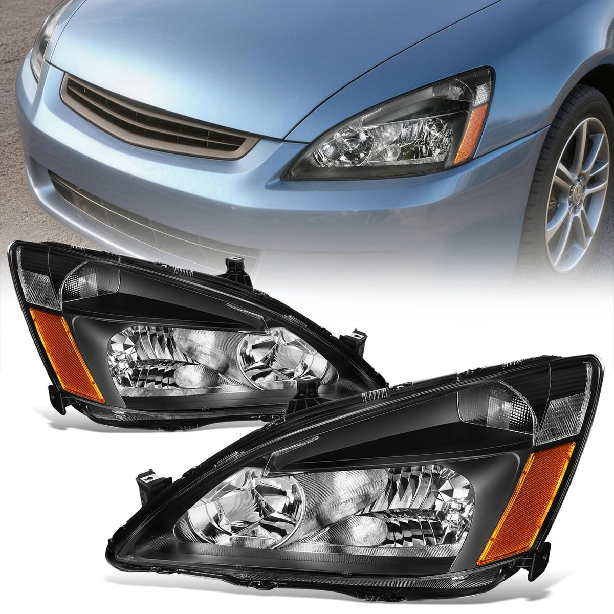 Black Housing Amber Corner Headlight Assembly Set R732550
